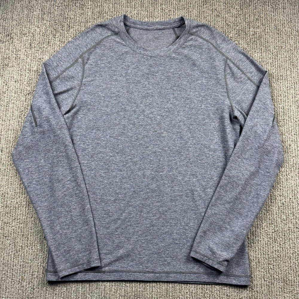 Lululemon Mens L Surge Warm Crew Neck Shirt Long Sleeve Grey